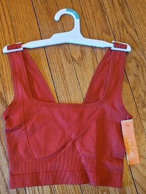 Colsie Ribbed Crop Tank Top - Deep Red - New With Tags - Sports Top